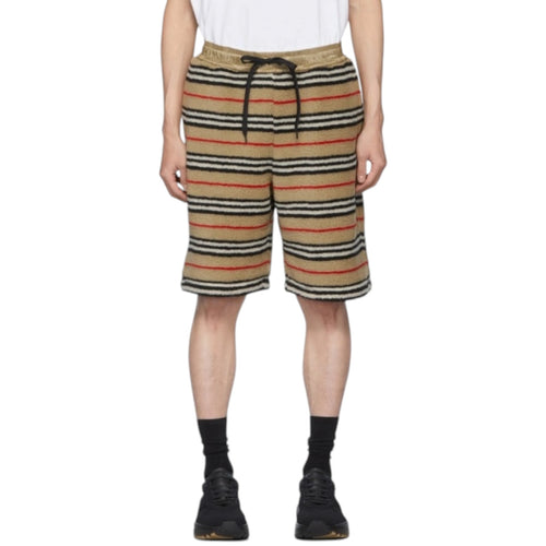 Burberry short teddy rayé – beige noir rouge