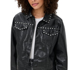 Mother Veste en Cuir Noire Cloutée