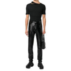Pantalon Courrèges en cuir verni noir