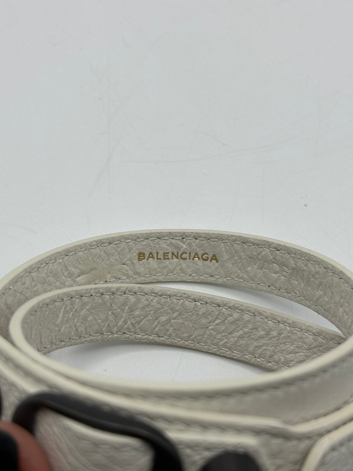 Bracelet cuir blanc double tour Balenciaga