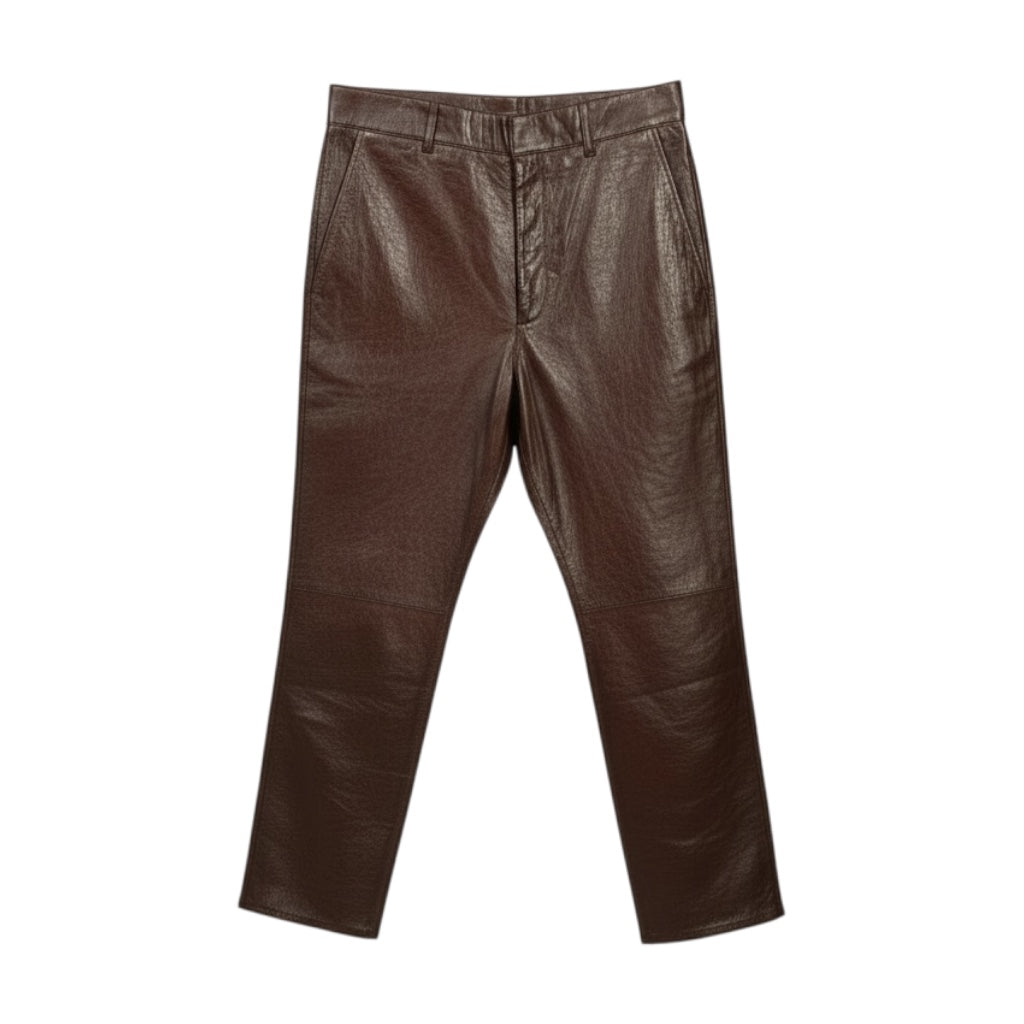 Pantalon Acne Studios en cuir marron coupe droite