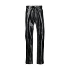 Pantalon Courrèges en cuir verni noir – coupe droite