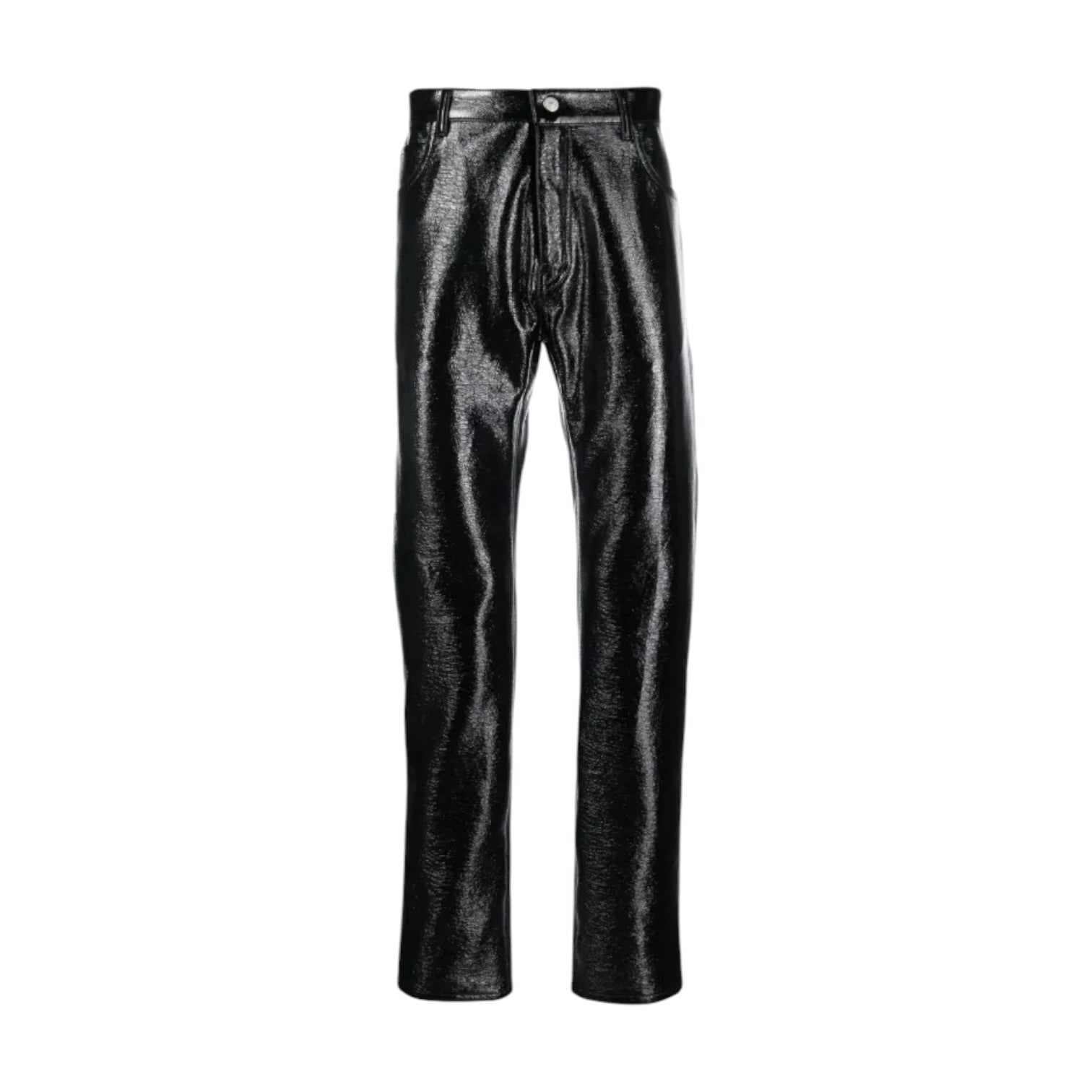 Pantalon Courrèges en cuir verni noir – coupe droite