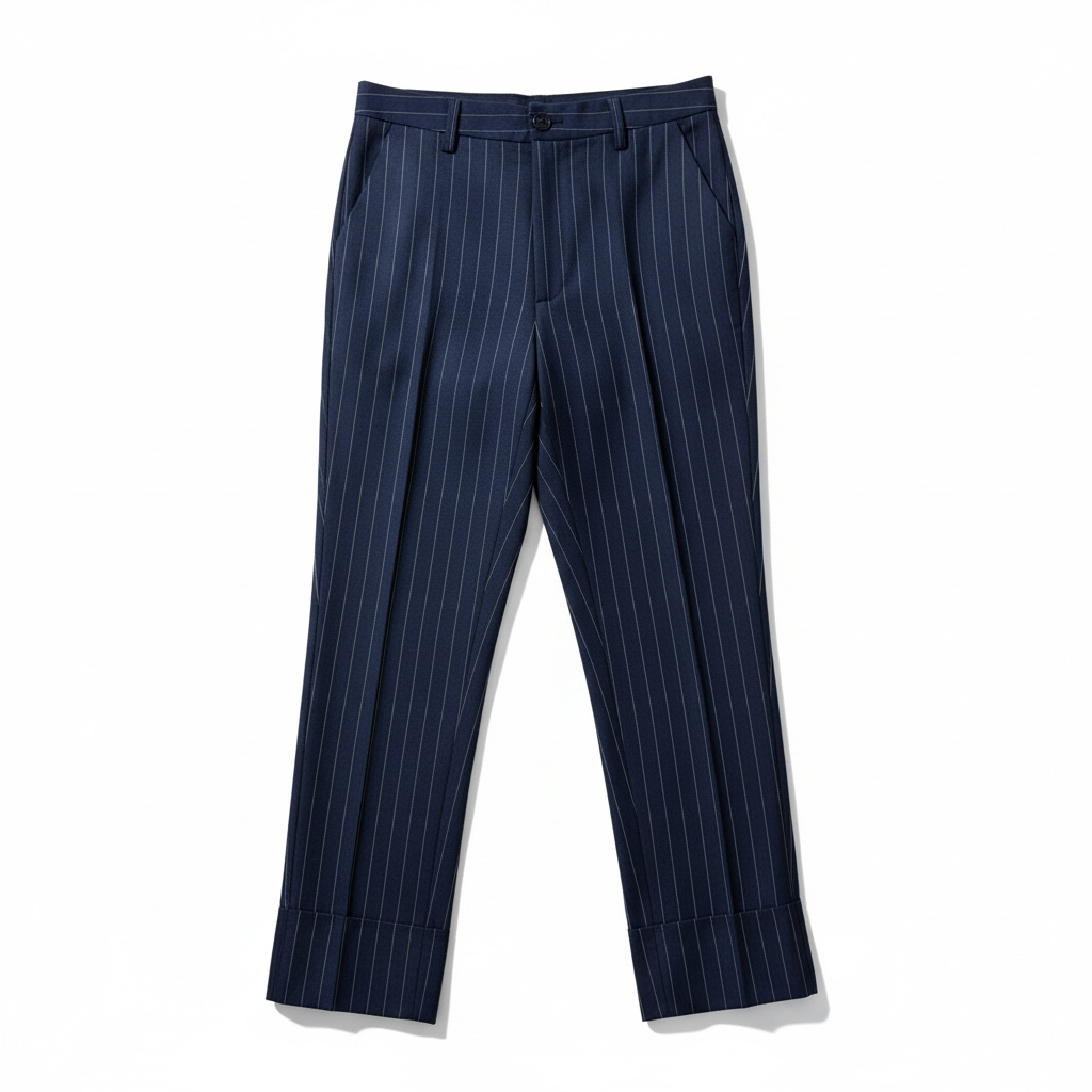 Pantalon Jacquemus Valérie rayures bleu marine coupe tailleur
