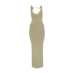 Robe longue Jacquemus kaki drapée dos ouvert
