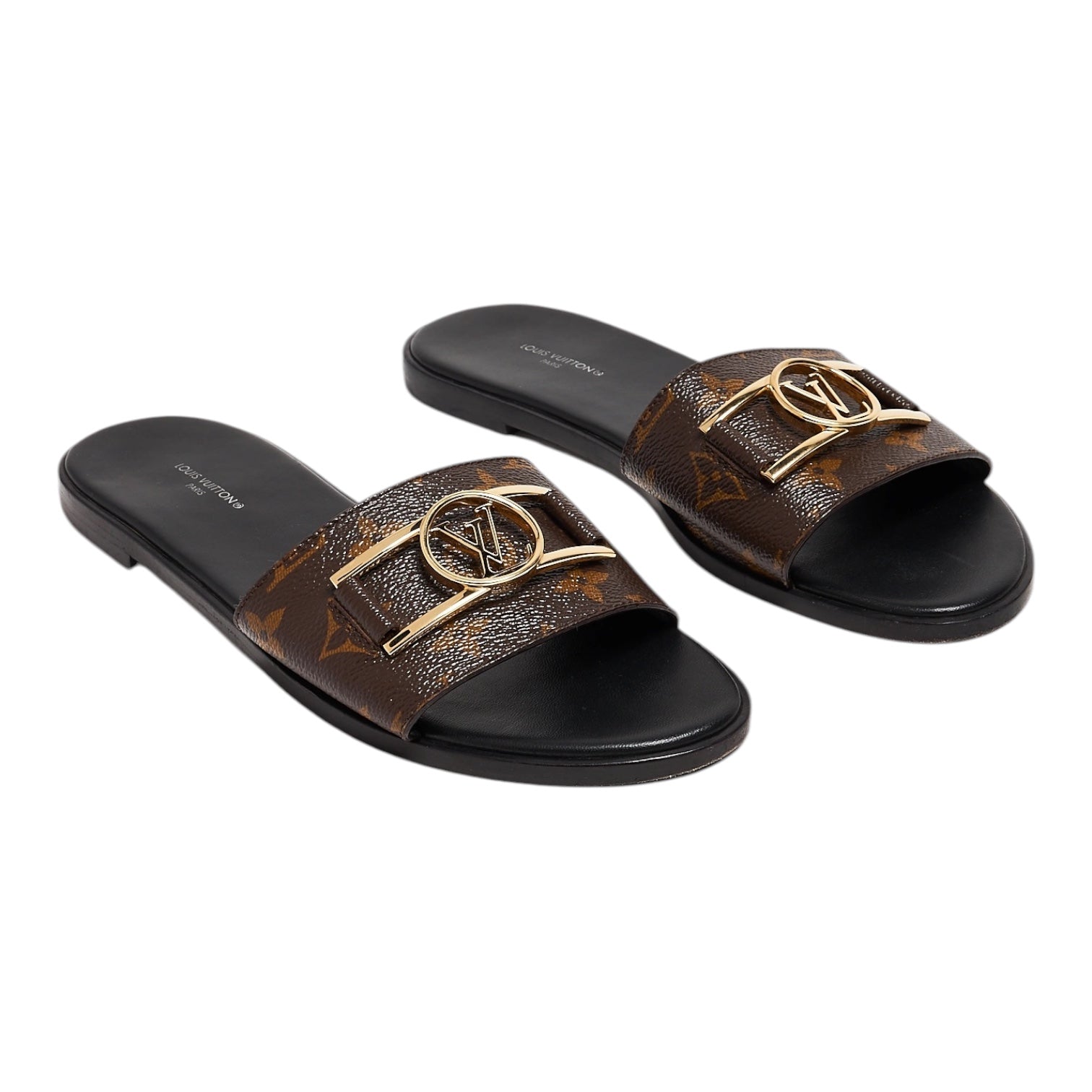 Sandales plates Louis Vuitton monogram – LV Circle – cuir noir