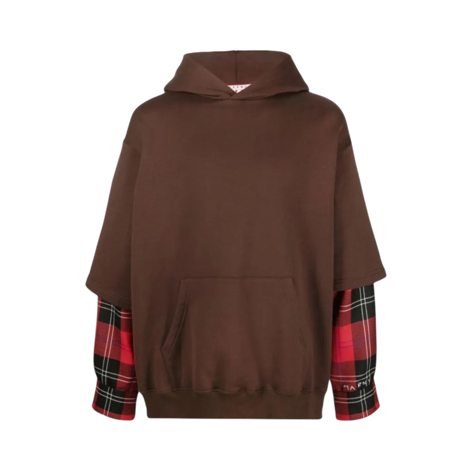 Sweat à capuche Marni marron manches tartan