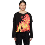 T-shirt Who Decides War noir à imprimé flammes