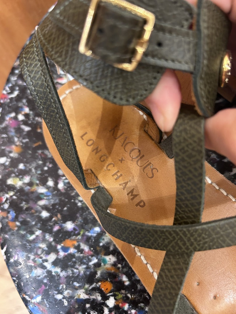 Sandales K.jacques x Longchamp kaki - Très bon état - 40