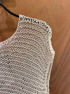 Top crochet Visvim ivory hand knit lattice vest boho luxe