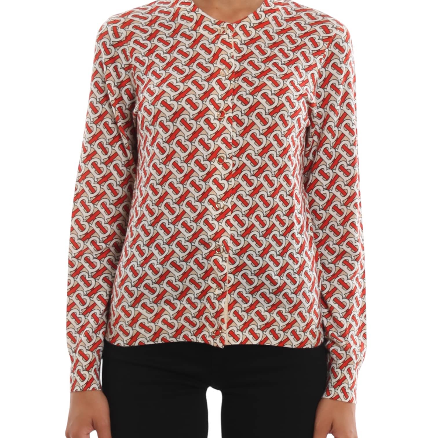 cardigan buberry monogram rouge porté