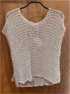 Top crochet Visvim ivory hand knit lattice vest boho luxe