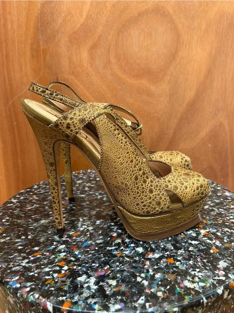 Yves Saint Laurent sandales talons plateforme cuir reptile taille 41