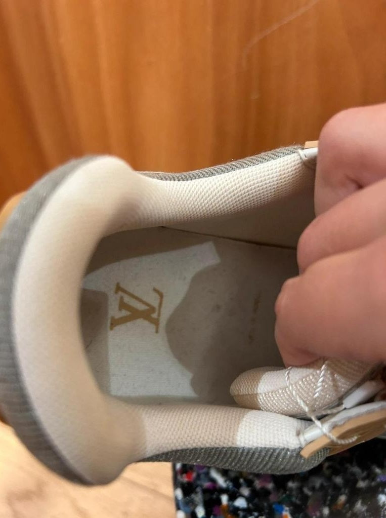 Louis Vuitton Lv Trainer sneakers cuir métallisé argent taille 42