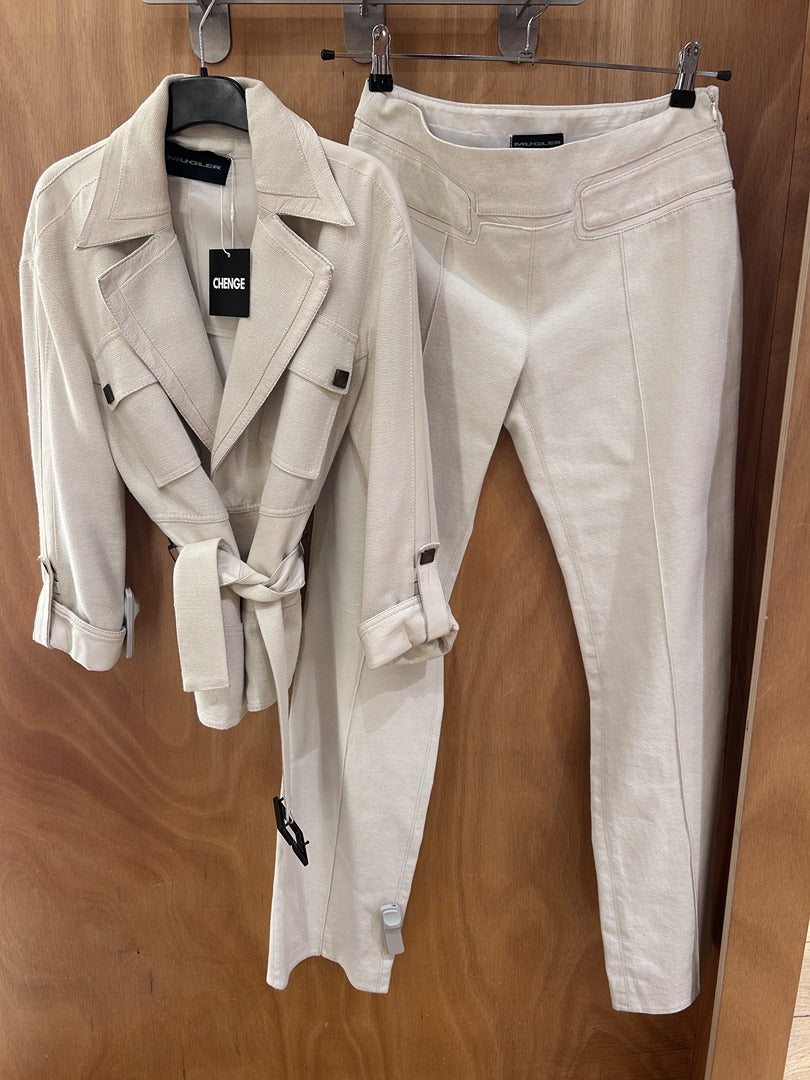Ensemble veste et pantalon Mugler beige - Neuf avec étiquette