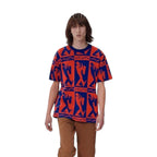 Tee shirt Louis Vuitton en maille jacquard bleu et orange taille S en très bon état