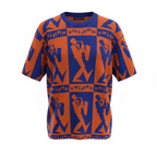 Tee shirt Louis Vuitton en maille jacquard bleu et orange taille S en très bon état