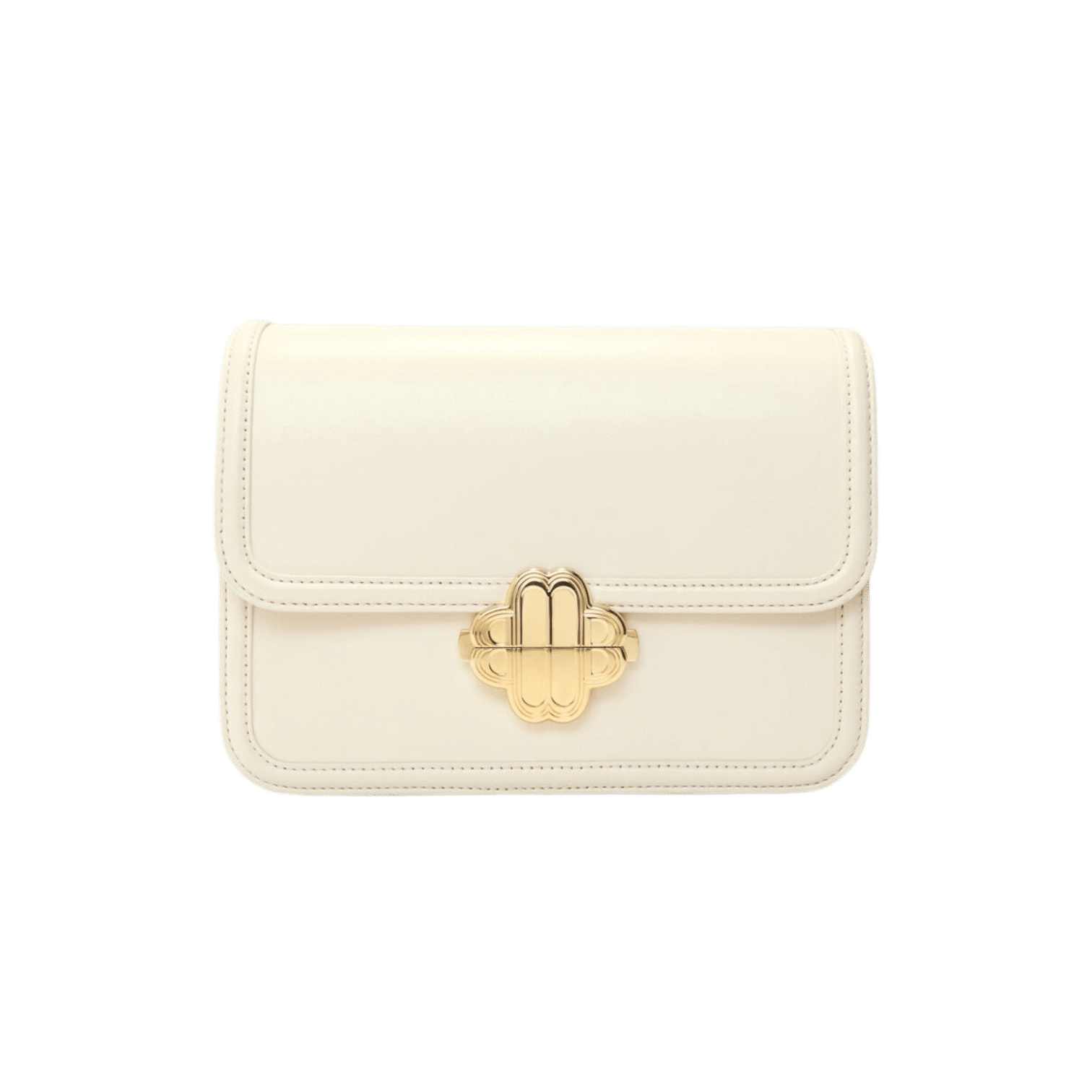 Sac Maje en cuir écru avec fermoir trèfle neuf avec dustbag recto