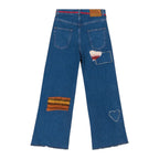 Verso jeans Marni bleu en coton avec patchs en mohair tricotés et cœur brodé taille 34 neuf